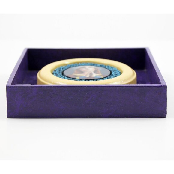 Unique Handmade Hobby Craft Miniature Framed Painting Praying Madonna Signed - Picture 5 of 5